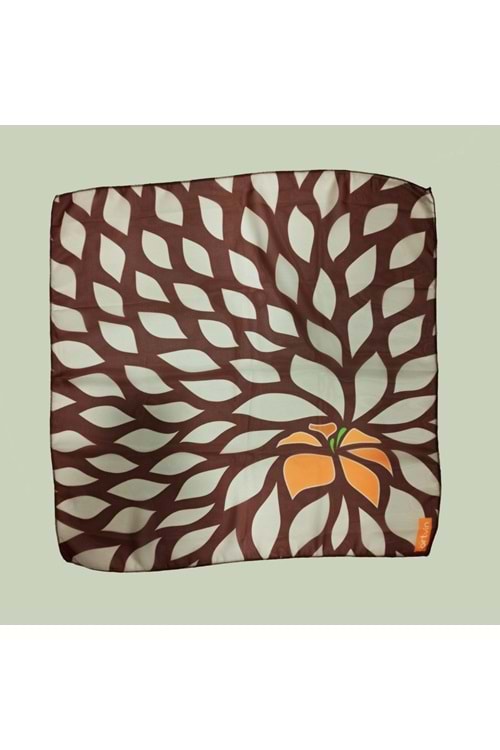 Artvin Zambağı Şifon Eşarp Kahverengi 50X50 Cm