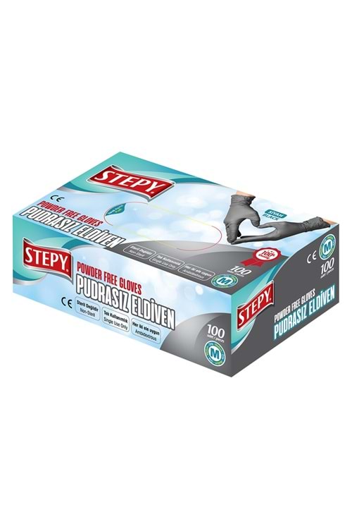 Stepy Pudrasız Eldiven Siyah (Orta)