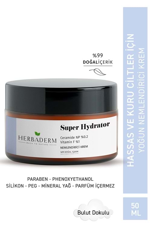 Herbaderm Super Hydrator Cilt Bariyerini Güçlendirici ve Onarıcı Yoğun Nemlendirici Krem 50 ml
