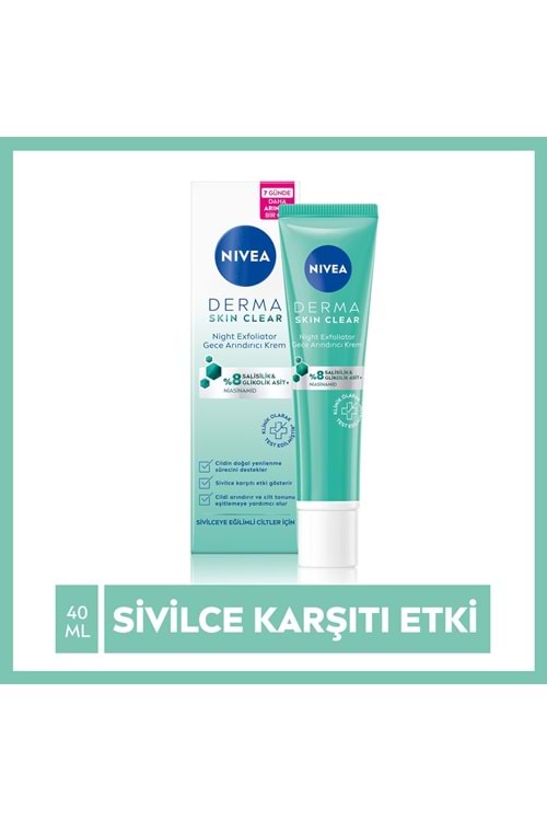 Nivea Derma Skin Clear Night Exfoliator Gece Arındırıcı Krem 40ml