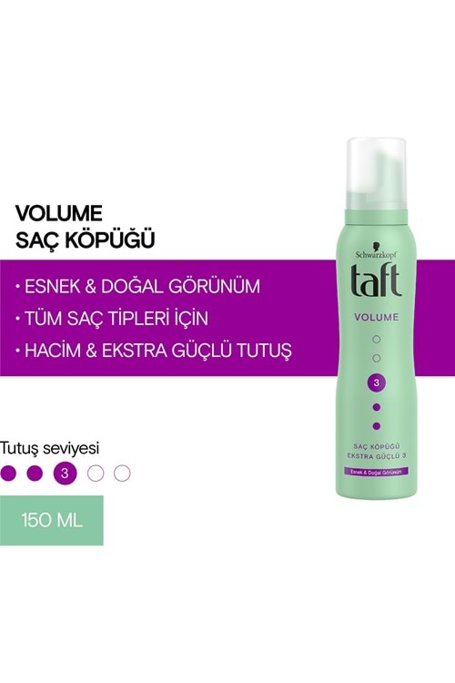 Taft Volume Saç Şekillendirici-hacim Verici 3 Saç Köpüğü 150 Ml