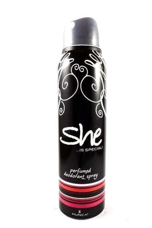 She is Special Deodorant Body Spray For Women - Kadın Parfümlü Deodorant Sprey Siyah 150 ml