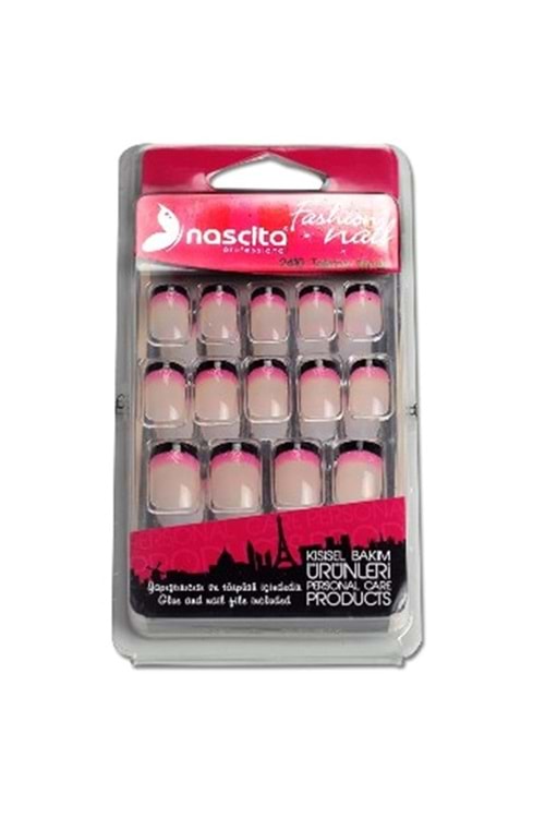 Nascita 24'lü Şefaf -Simli Pembe-Siyah Tırnak -092