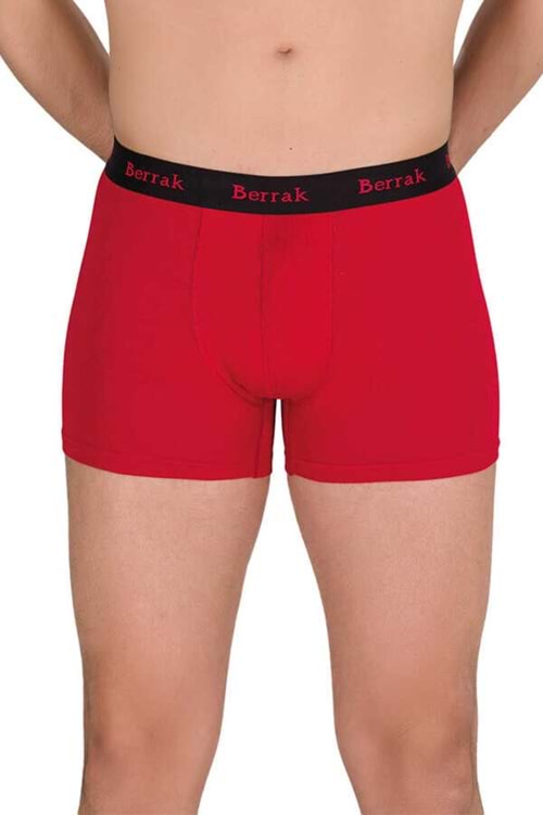 Berrak Erkek Boxer Modal Düz Likralı - Kırmızı - 3XL Beden