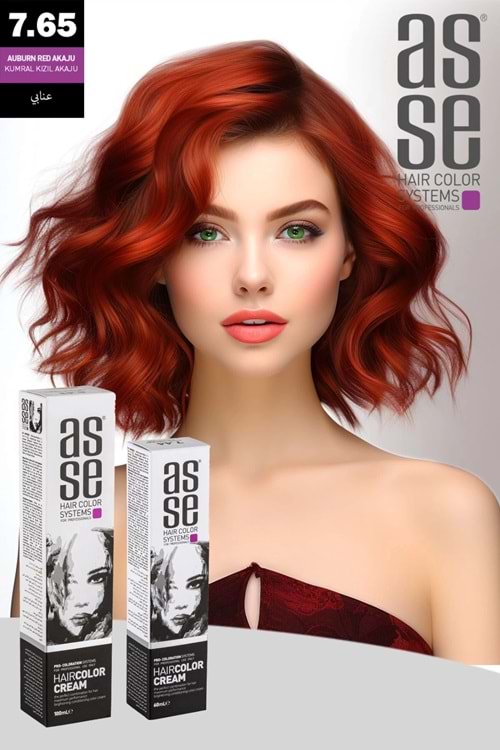 Asse 7.65 Kumral Kızıl Akaju - 60ml Tüp Boya