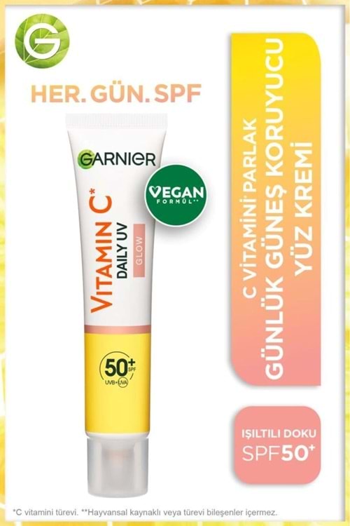 Garnier C Vitamini Parlak Günlük Uv Korumalı Güneş Yüz Kremi Spf50 Işıltılı Doku 40ml