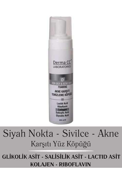 Derma CC Laboratories For Oıly & Acne Skın Foamıng - Akne Karşıtı Cilt Temizleme Köpüğü 200 Ml