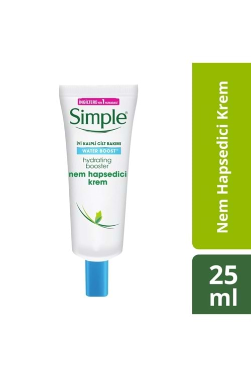 Simple Water Boost Kuru/Nemsiz Ciltler İçin Bitki Özü ve Mineraller İçeren Nem Hapsedici Krem 25 Ml