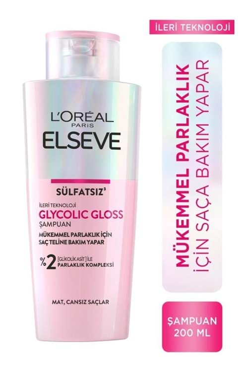 Loreal Paris Elseve Glycolic Gloss Mükemmel Parlaklık için Bakım Yapan Şampuan 200ml