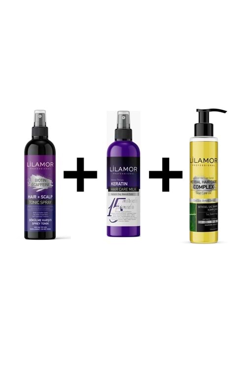 Lilamor Sağlıklı Uzamaya Yardımcı Dökülme Karşıtı Bakım Seti 3 lü.