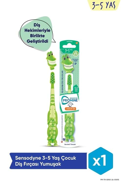 Sensodyne Promine 3-5 Yaş Çocuklar İçin Sevimli Timsah Karakterli Diş Fırçası Yumuşak