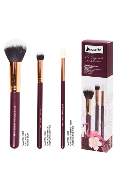 Nascita Bordo Günlük Makyaj Fırça Seti (3lü) - 93