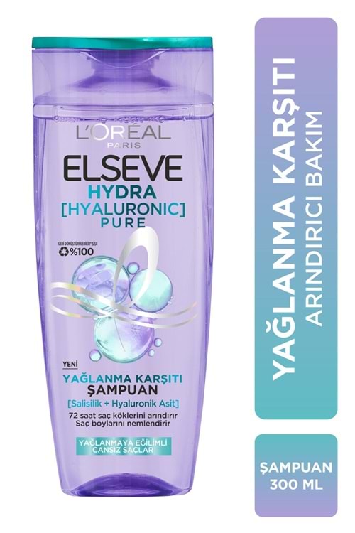 Loreal Paris Elseve Hydra [hyaluronic] Pure Salisilik Asit Içeren Yağlanma Karşıtı Arındırıcı Şampuan 300ml