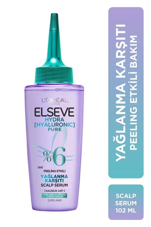 Loreal Paris Elseve Hydra[hyaluronic] Pure Salisilik Asit Içeren Yağlanma Karşıtı Peeling Etkili Saç Derisi Serumu 102ml