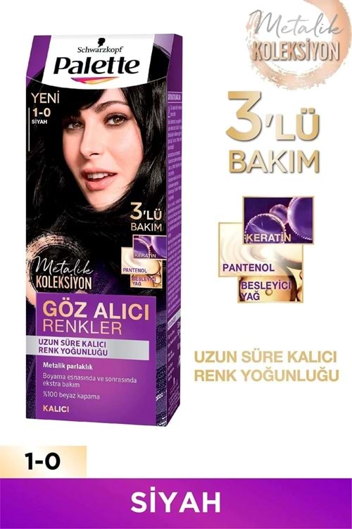 Palette Göz Alıcı Renkler Saç Boyası No : 1.0 Siyah