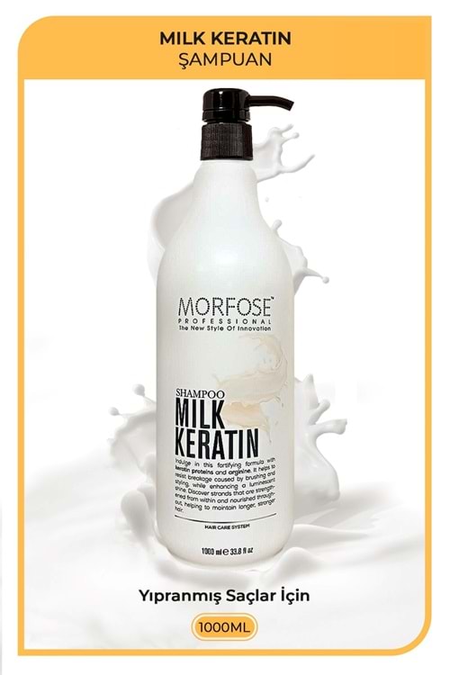 Morfose Milk Therapy Keratin Saç Bakım Şampuanı 1000 ml - Saç Dökülmesi Önleyici, Besleyici, Koruyucu Etki