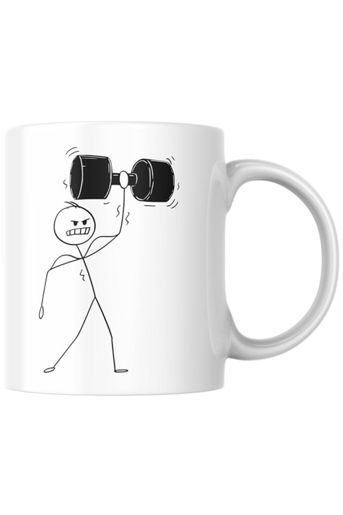 Win Ovro Premium Beyaz Porselen Hediye Kupa Bardak Çift Yönlü Baskı - Çizgiyle Anlat Çöp Adam Body