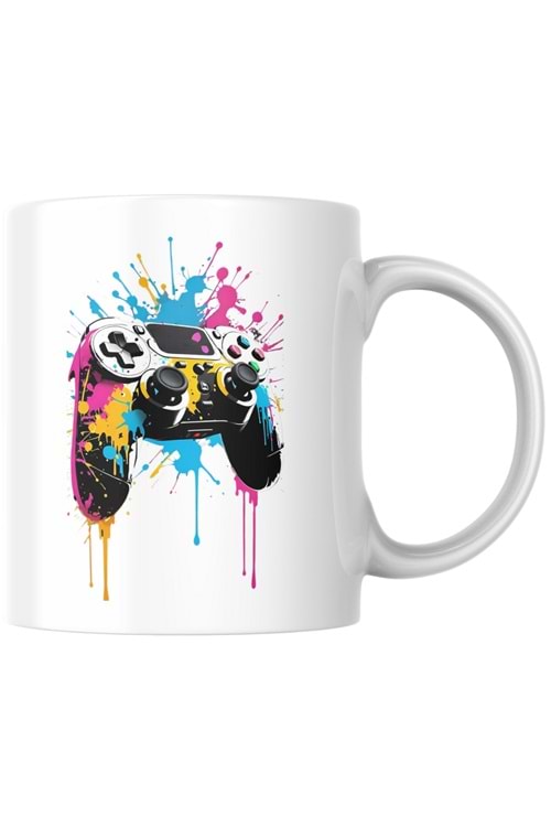 Win Ovro Premium Beyaz Porselen Hediye Kupa Bardak Çift Yön Baskı - Game Joystick Console Kol PS