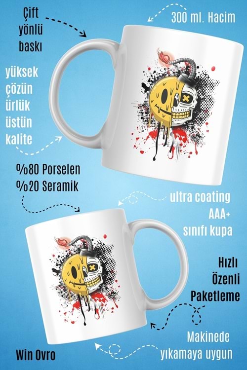 Win Ovro Premium Beyaz Porselen Hediye Kupa Bardak Çift Yön Baskı - Al Sana Bombe Patlayan Çelişki