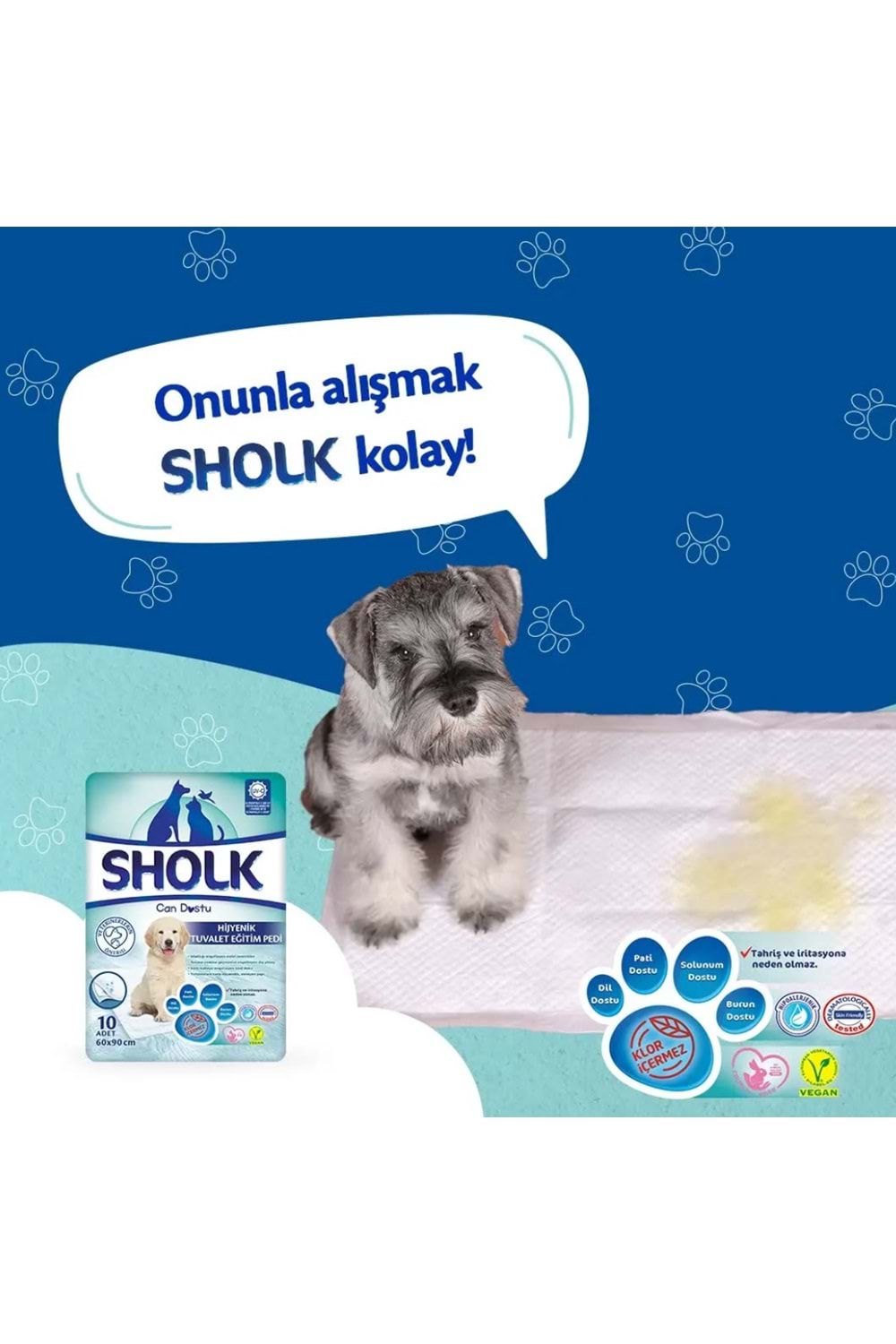 Sholk Hipoalerjenik Köpek Çiş Eğitim Pedi 60x90cm 10lu