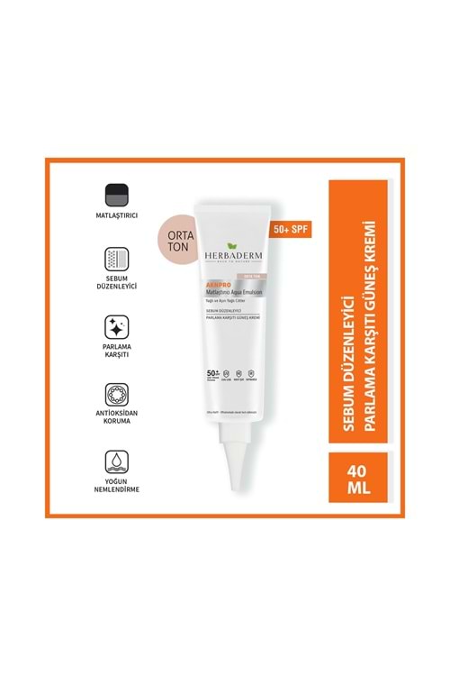 Herbaderm Aknpro Tam Spektrum Koruma Sebum Düzenleyici Yağlı Cilt Renkli Orta Ton