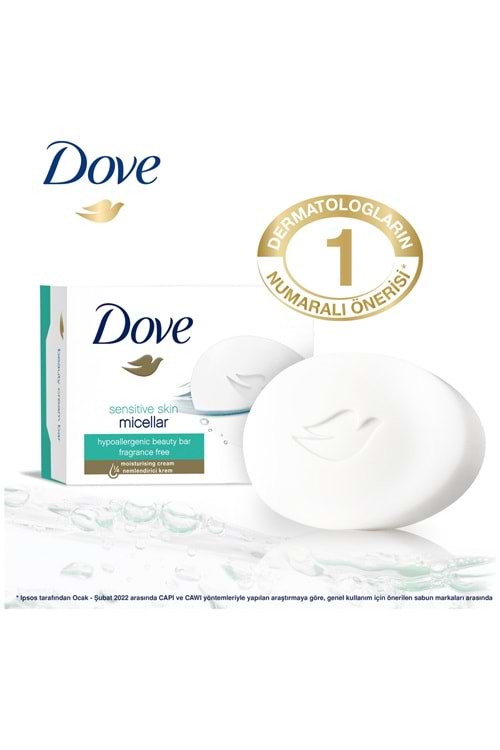 Dove Beauty Cream Bar Katı Güzellik Sabunu Micellar Hassas Ciltler için Nemlendirici Etkili 90 g