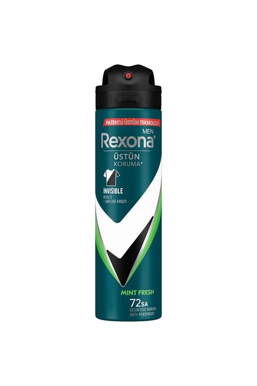 Rexona Men Erkek Sprey Deodorant Invisible On Black + White Mınt Fresh 150 ml