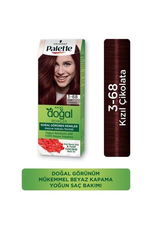 Palette Kalıcı Doğal Renkler Saç Boyası 3-68 Kızıl Çikolata