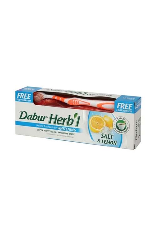 Dabur Herbal Diş Macunu 150 Ml Tuz ve Limon Özlü + Diş Fırçası Hediyeli