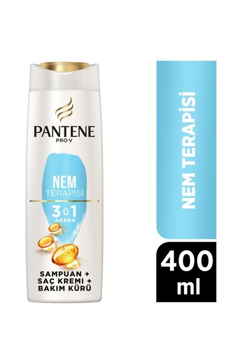 Pantene Pro-V Mükemmel Nemlendirici 3'Ü 1 Arada Şampuan, Kuru-Yıpranmış Saçlar Için, 400ml