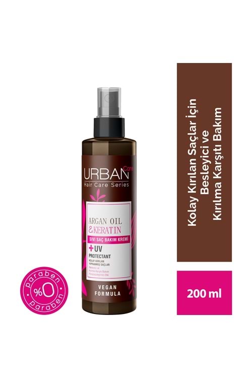 Urban Care Argan Yağı Kolay Kırılan Yıpranmış Saçlara Özel Sıvı Saç Bakım Kremi-Vegan-200 ML
