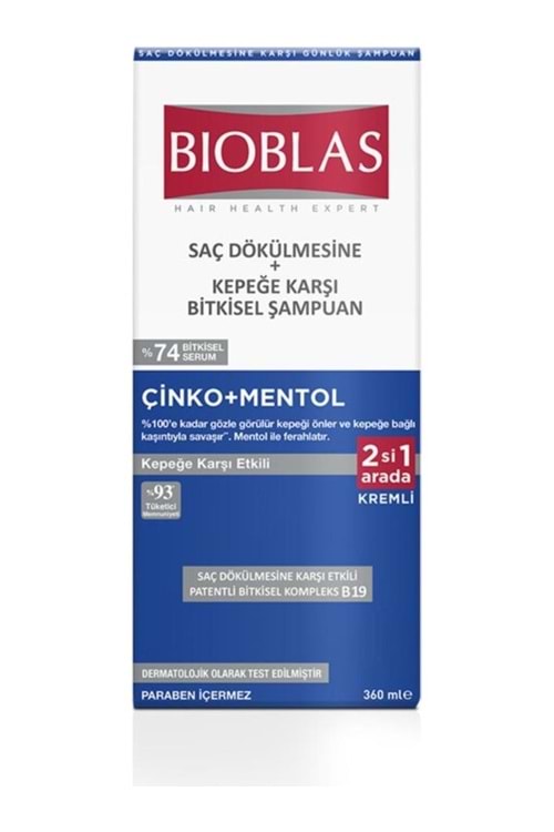 Bioblas 2si 1 Arada Kepek Karşıtı Şampuan – Mentol Ferahlığı 360 ML