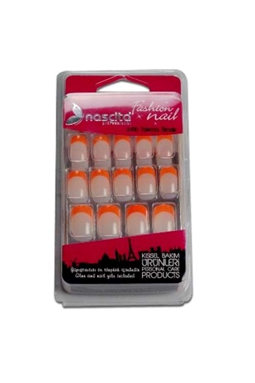 Nascita 24'lü Şeffaf-Turuncu French Takma Tırnak-086