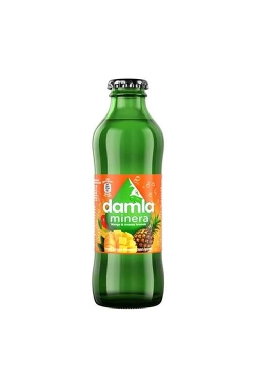 Damla Minera Mango ve Ananas Aromalı Doğal Zengin Mineralli Gazlı İçecek Şişe 200 ml.