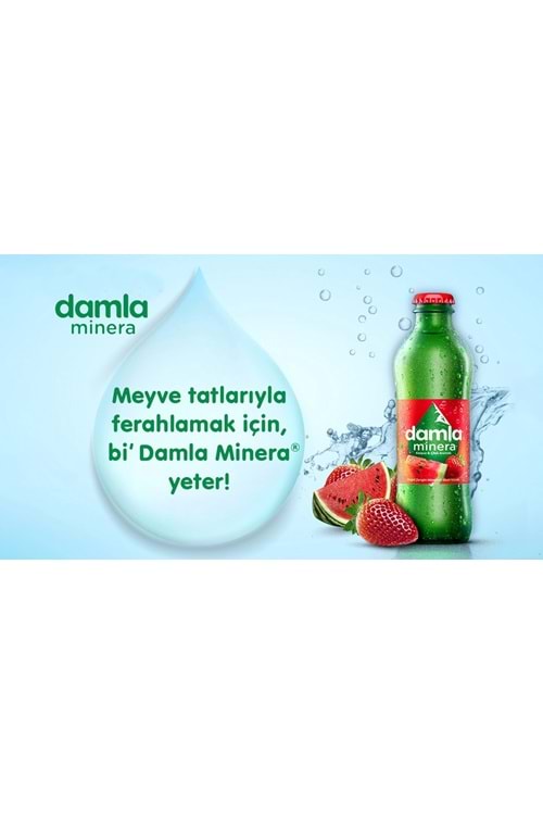 Damla Minera Çilek ve Karpuz Aromalı Doğal Zengin Mineralli Gazlı İçecek Şişe 200 ml.