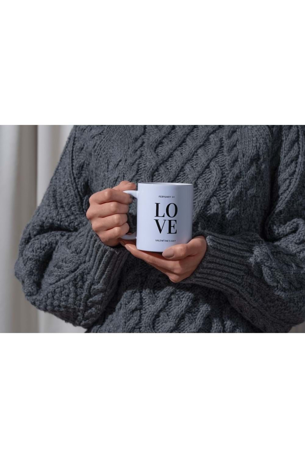 Win Ovro Premium Ultra Beyaz Porselen Kupa Bardak Çift Yönlü Baskılı - Love