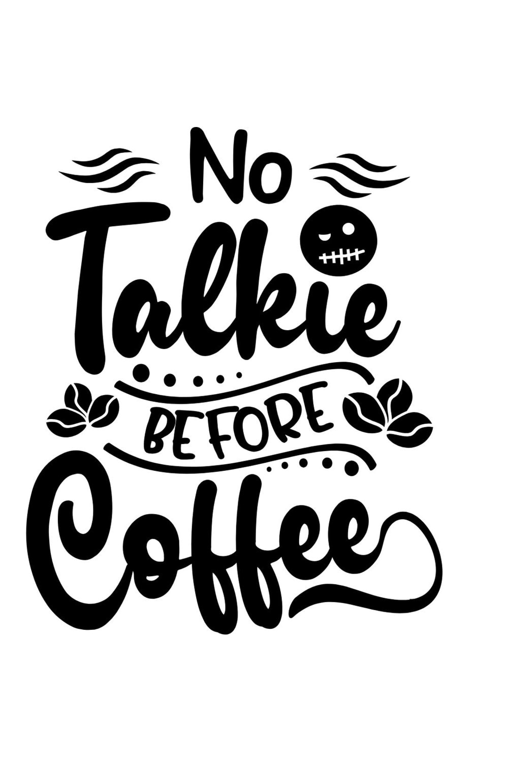 Win Ovro Premium Ultra Beyaz Porselen Kupa Bardak Çift Yönlü Baskılı - No Talkie Before Coffee