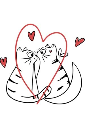 Win Ovro Premium Ultra Beyaz Porselen Kupa Bardak Çift Yönlü Baskılı - Sevgili Kedi