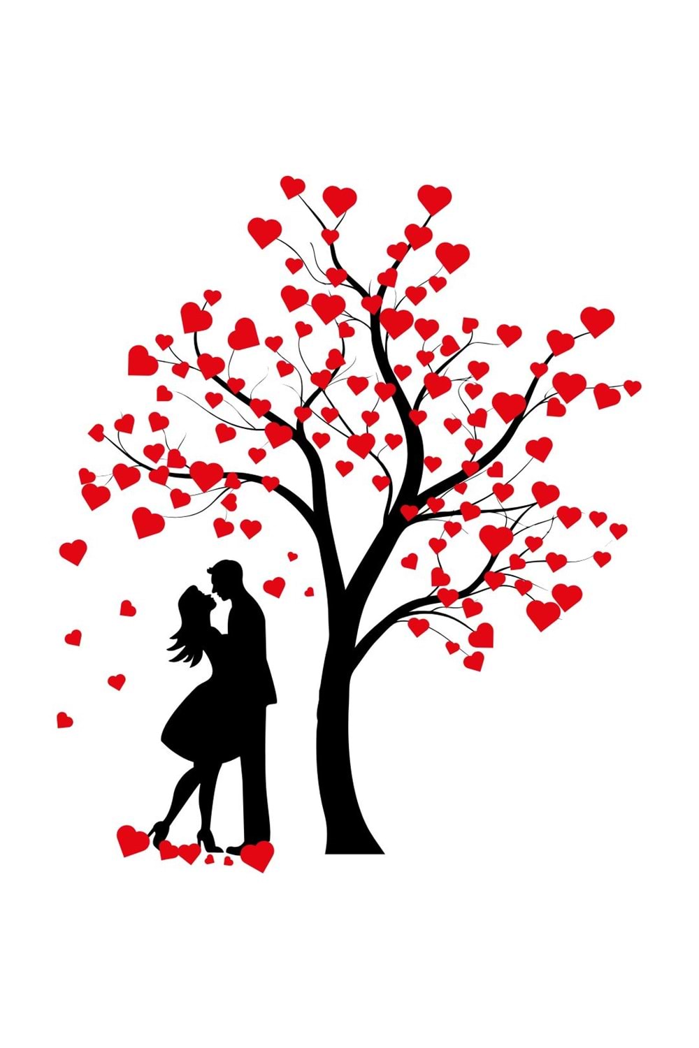 Win Ovro Premium Ultra Beyaz Porselen Kupa Bardak Çift Yönlü Baskılı - Sevgili Ağaç Kalp