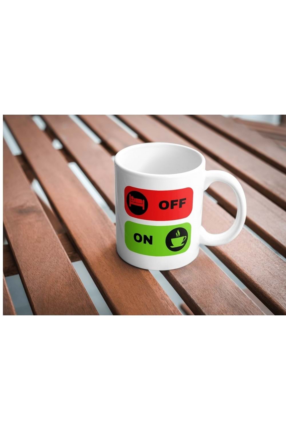 Win Ovro Premium Ultra Beyaz Porselen Kupa Bardak Çift Yönlü Baskılı - Off On