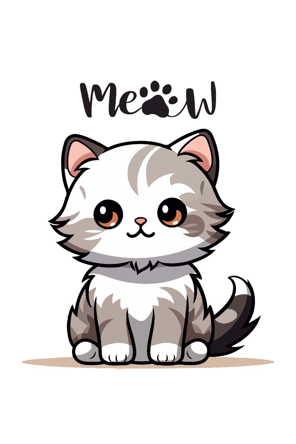 Win Ovro Premium Ultra Beyaz Porselen Kupa Bardak Çift Yönlü Baskılı - Kedi Miyav