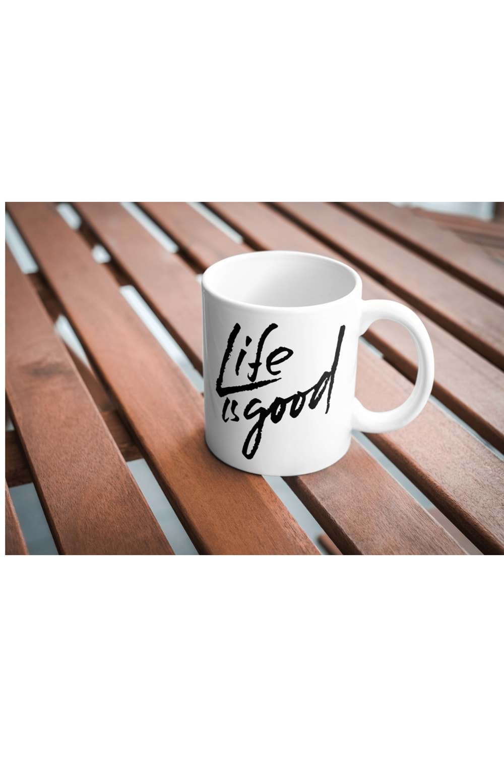 Win Ovro Premium Ultra Beyaz Porselen Kupa Bardak Çift Yönlü Baskılı - Life is Good