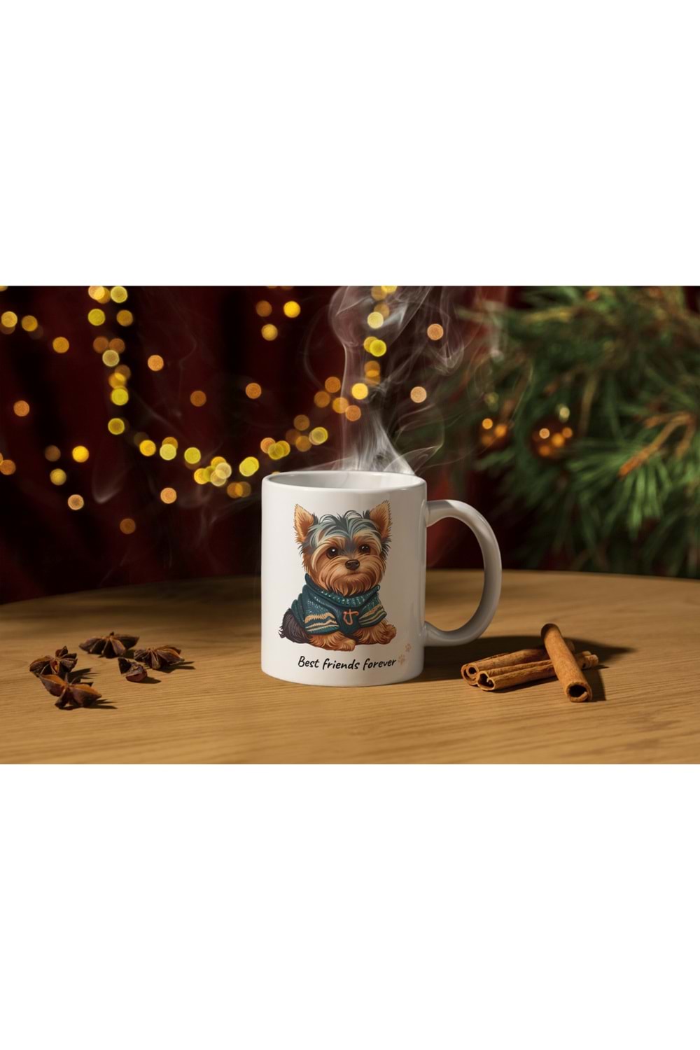 Win Ovro Premium Ultra Beyaz Porselen Kupa Bardak Çift Yönlü Baskılı - Best Friend Köpek Pati