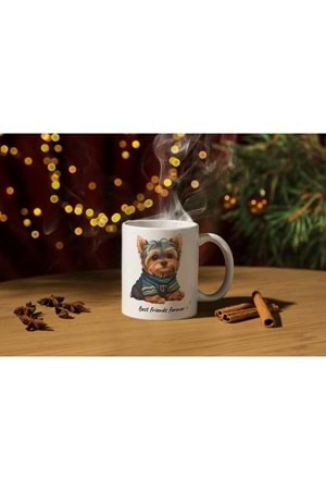 Win Ovro Premium Ultra Beyaz Porselen Kupa Bardak Çift Yönlü Baskılı - Best Friend Köpek Pati