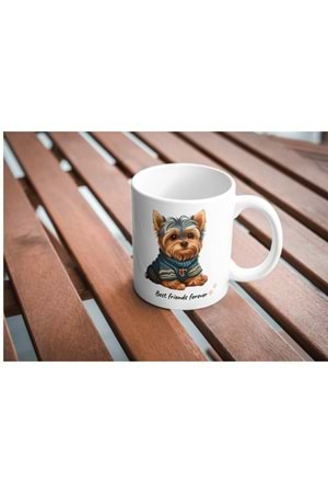 Win Ovro Premium Ultra Beyaz Porselen Kupa Bardak Çift Yönlü Baskılı - Best Friend Köpek Pati