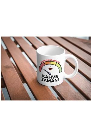 Win Ovro Premium Ultra Beyaz Porselen Kupa Bardak Çift Yönlü Baskılı - Kahve Zamanı