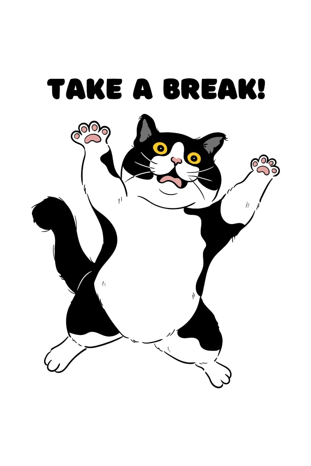 Win Ovro Premium Ultra Beyaz Porselen Kupa Bardak Çift Yönlü Baskılı - Take A Break Coffee