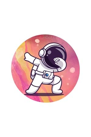 Win Ovro Premium Ultra Beyaz Porselen Kupa Bardak Çift Yönlü Baskılı - Astronat Renkli