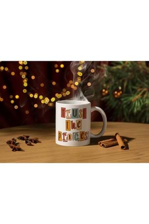 Win Ovro Premium Ultra Beyaz Porselen Kupa Bardak Çift Yönlü Baskılı - Trust The Process