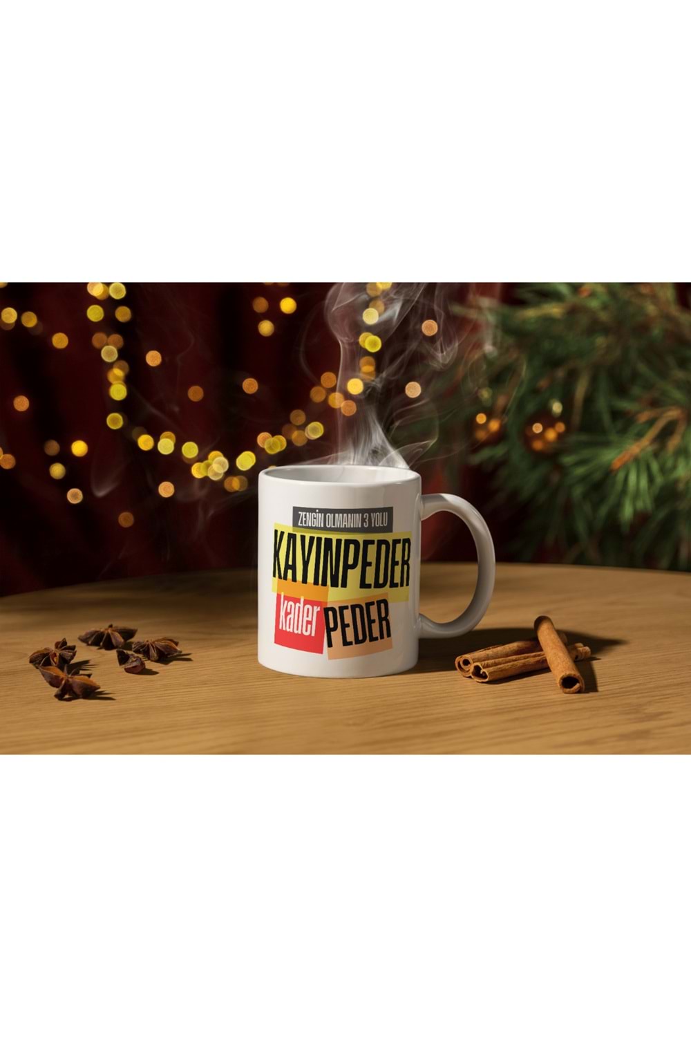 Win Ovro Premium Ultra Beyaz Porselen Kupa Bardak Çift Yönlü Baskılı - Kader Peder Kayınpeder